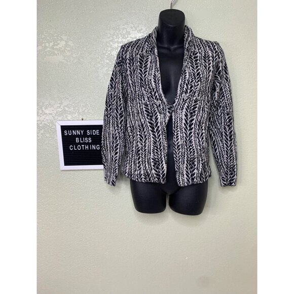 Nic+Zoe Open Front Black & Gray Cardigan Blazer Size Petite - Picture 1 of 12